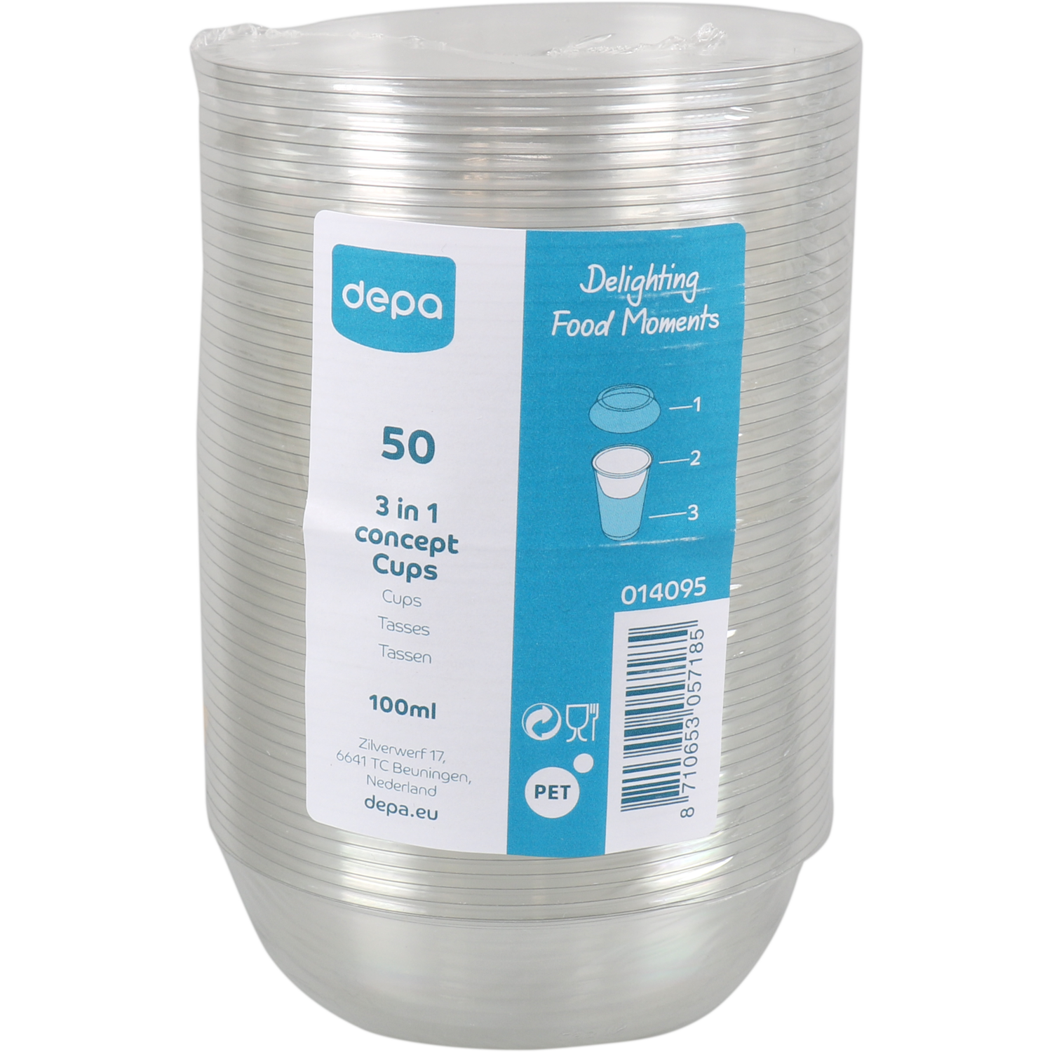 Cup, gerecycled PET, 100ml, Ø 90mm, 25mm, transparant 2