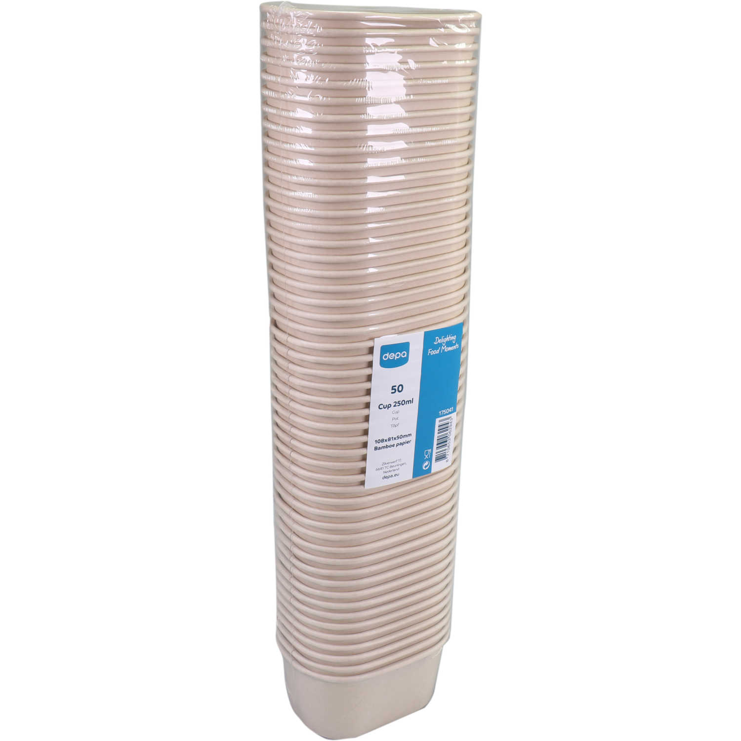 Cup, Bamboepapier/PP, 250ml, 108x81mm, 50mm, crème 2