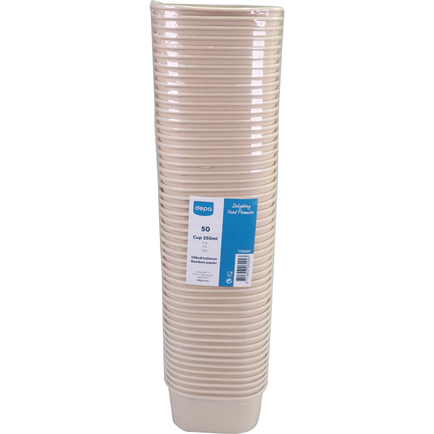 Cup, Bamboepapier/PP, 250ml, 108x81mm, 50mm, crème 3