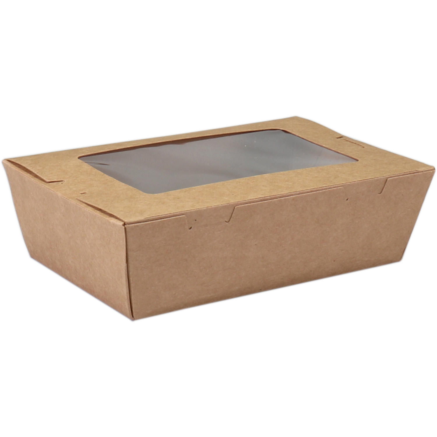 DEPA® Bak, Karton/PE/PET, met venster, maaltijdbox, 140x85x45mm, bruin 1
