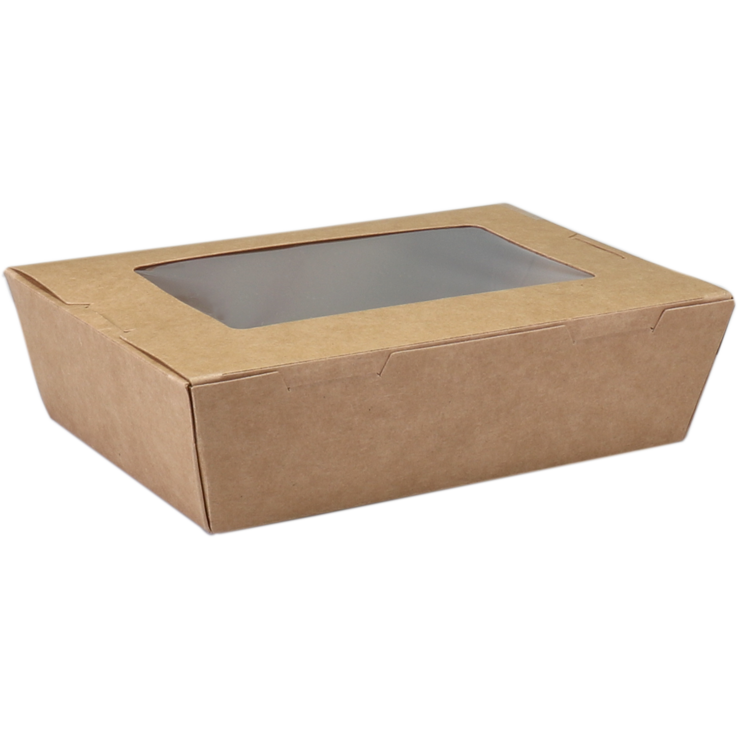 DEPA® Bak, Karton + PE + PET-coating, met venster, maaltijdbox, 150x100x45mm, bruin 1