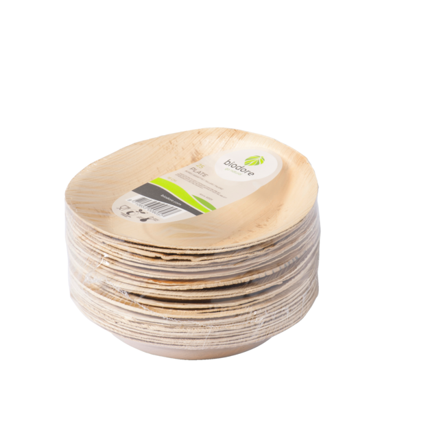 Biodore Assiette, ronde, non compartimentée, feuille de palmier, Ø18cm, naturel 2