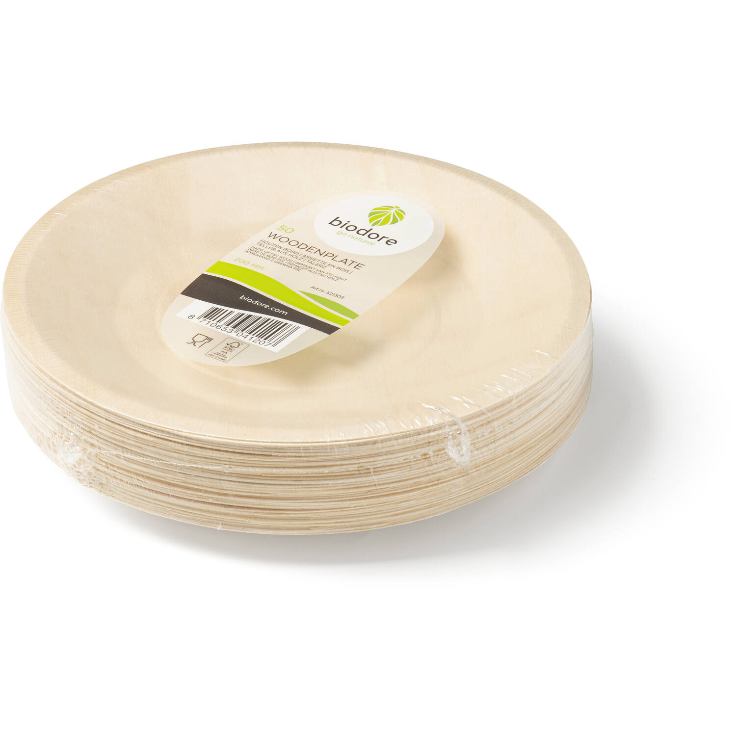 Biodore Plate, round, wood, Ø200mm, natural 2