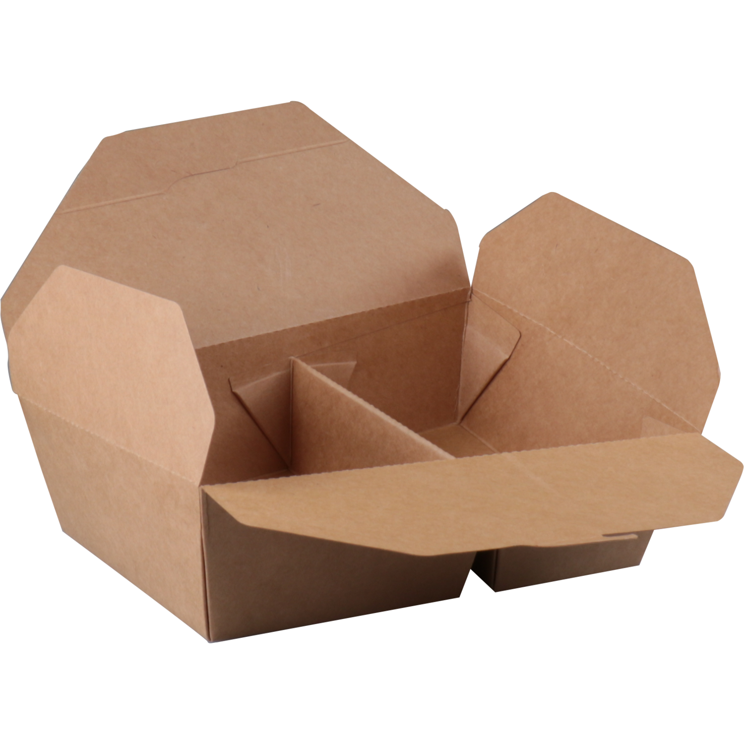 DEPA® Bak, Karton + PP, 2-vaks, maaltijdbox, 215x158x65mm, bruin 2