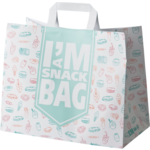 I'M Concept Bag, I'M a SNACK, flat paper handles, 32xSide fold 17x26cm, white