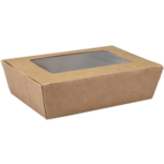DEPA® Bak, Karton/PE/PET, met venster, maaltijdbox, 150x100x45mm, bruin