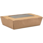 DEPA® Bak, Karton + PE + PET-coating, met venster, maaltijdbox, 180x120x50mm, bruin
