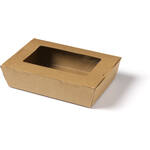 DEPA® Bak, Karton/PP, 1-vaks, met venster, maaltijdbox, 180x120x50mm, bruin